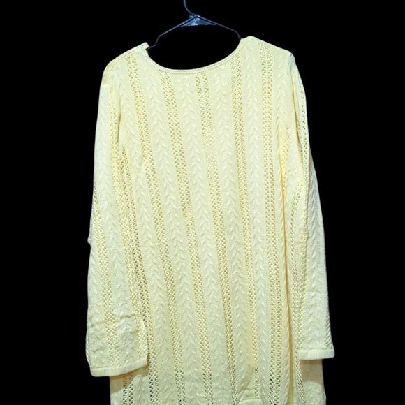 Denim & Co Bright Yellow Pointelle Knit Sweater 3XL - Picture 3 of 10